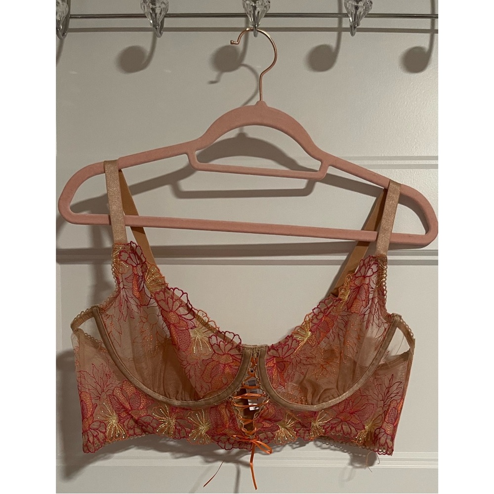 Torrid Underwire Embroidered Mesh Unlined Lace Longline Bra and Panty NWT - Picture 7 of 16